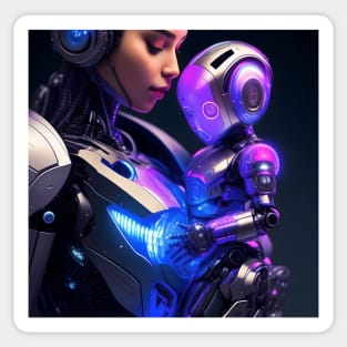 Baby of AI Mecha Robotic Science Fiction with Woman Sticker